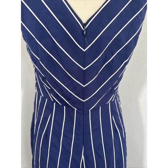 BB Dakota‎ Jumpsuit Womens 6 Navy Stipped Scout Ellipsis V Neck Pinstripe - Picture 4 of 13